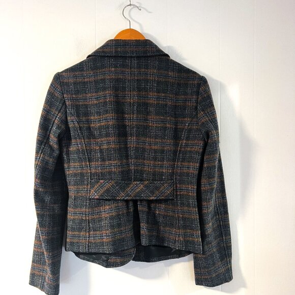 Garnet Hill 100% Wool Blend Plaid Blazer Jacket School boy Academia Size 4 - Picture 4 of 11